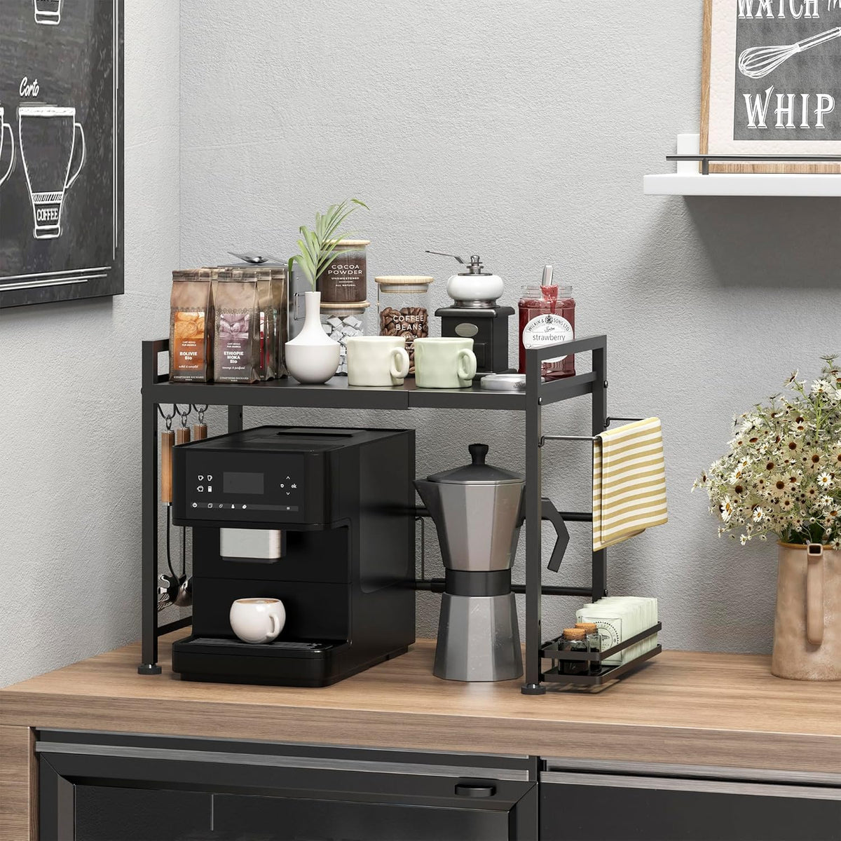 Dolalike expandable carbon steel microwave rack for durable daily use.
