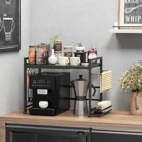 Dolalike expandable carbon steel microwave rack for durable daily use.