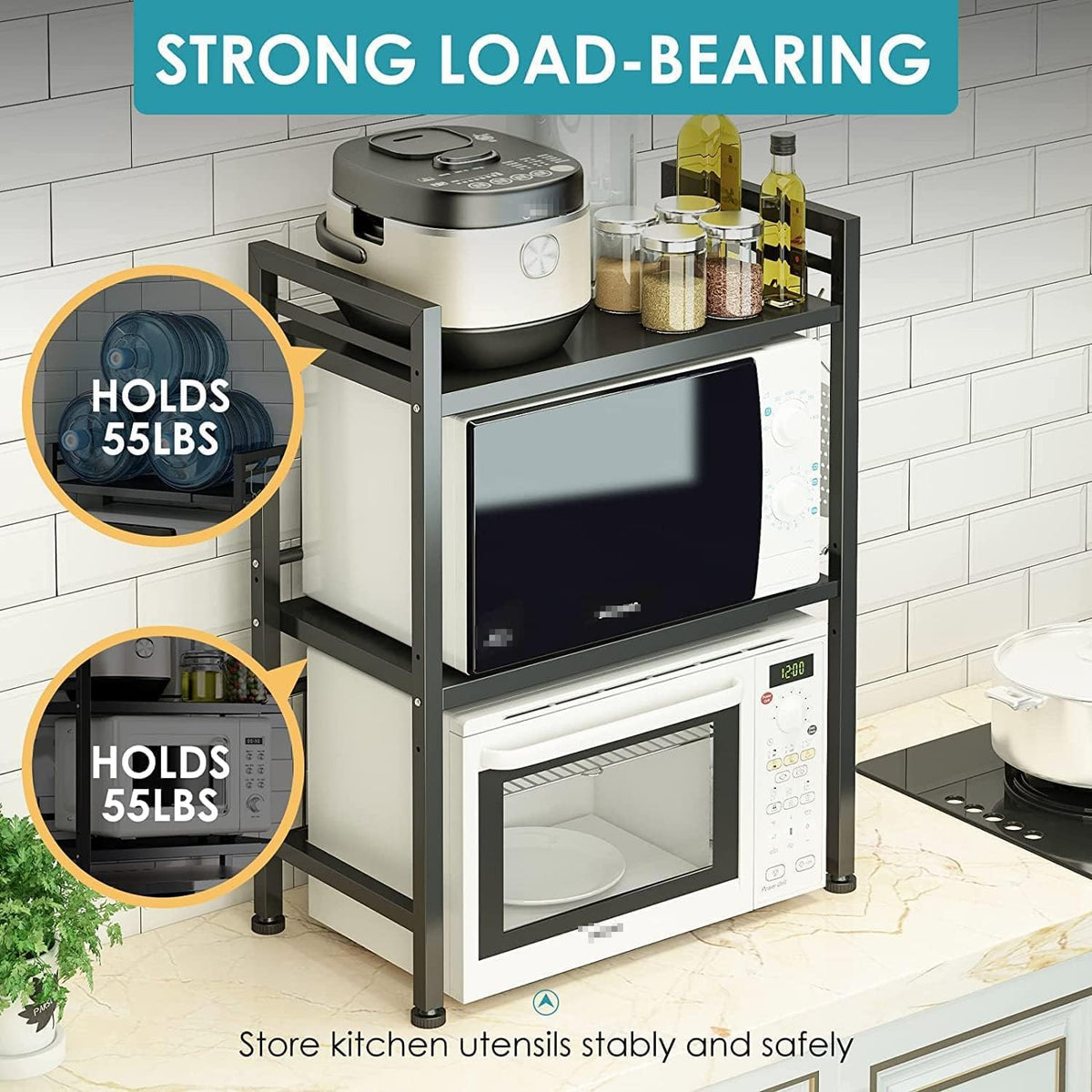 DOLALIKE countertop-storage microwave rack helps declutter counters.