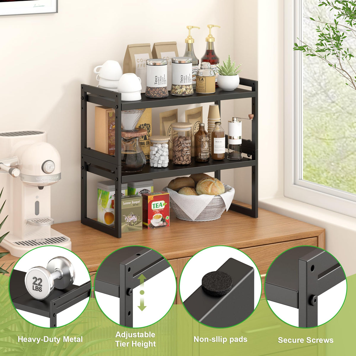 DOLALIKE kitchen organizer inside cabinet keeps items neatly organized