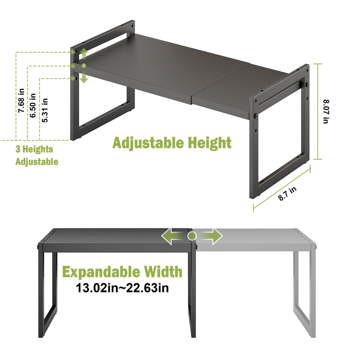 DOLALIKE metal construction highlights sturdy shelves for heavy pots and cans