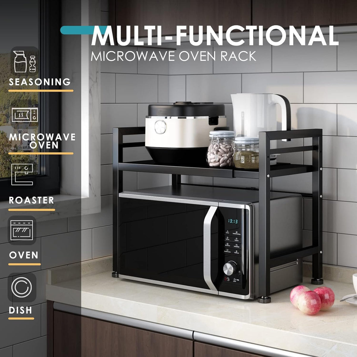 DOLALIKE three tier rack maximizes counter space and organizes utensils