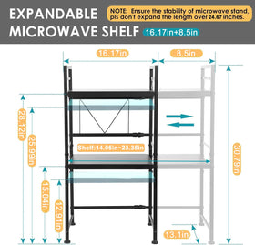 DOLALIKE carbon steel microwave shelf is durable for heavy items.