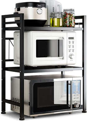 DOLALIKE microwave stand extendable length for flexible counter space.