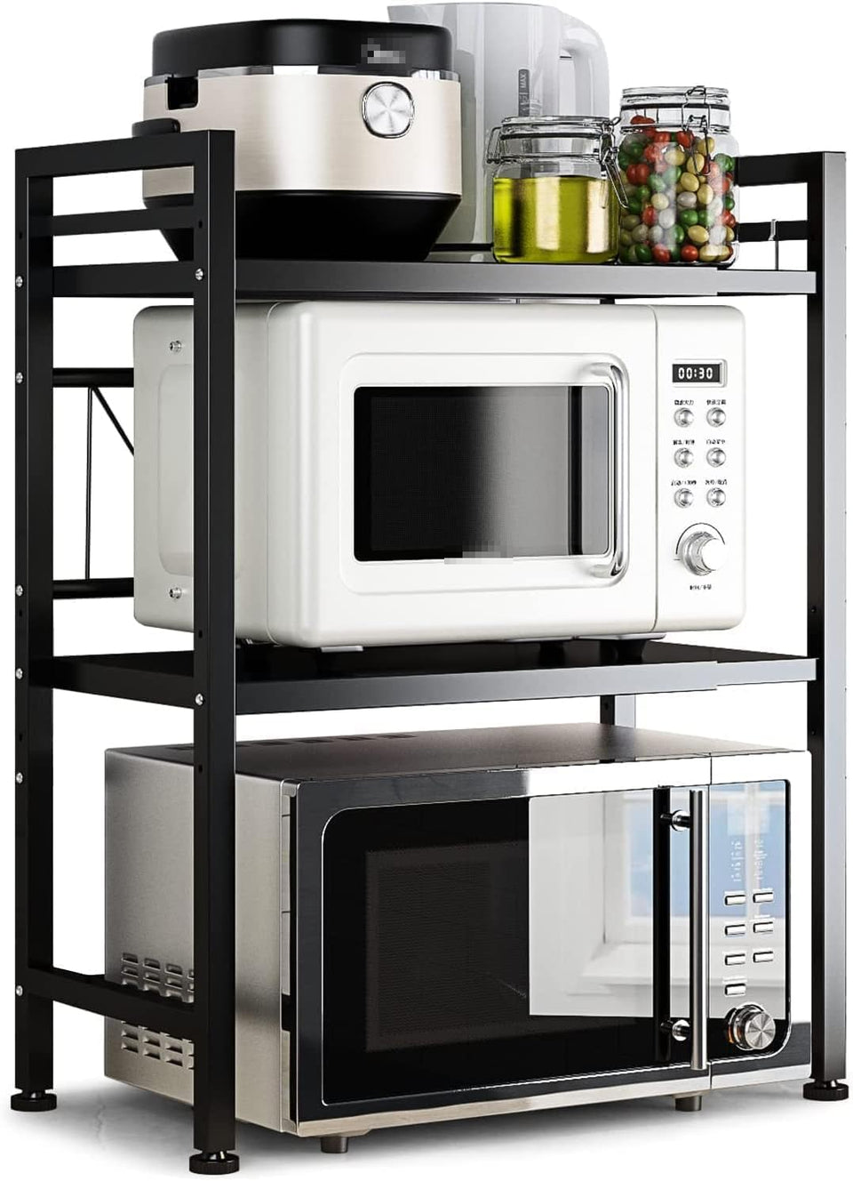 DOLALIKE microwave stand extendable length for flexible counter space.