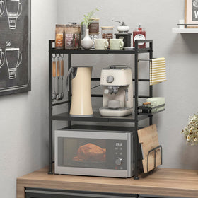 DOLALIKE microwave stand with spice organizer keeps essentials within reach.