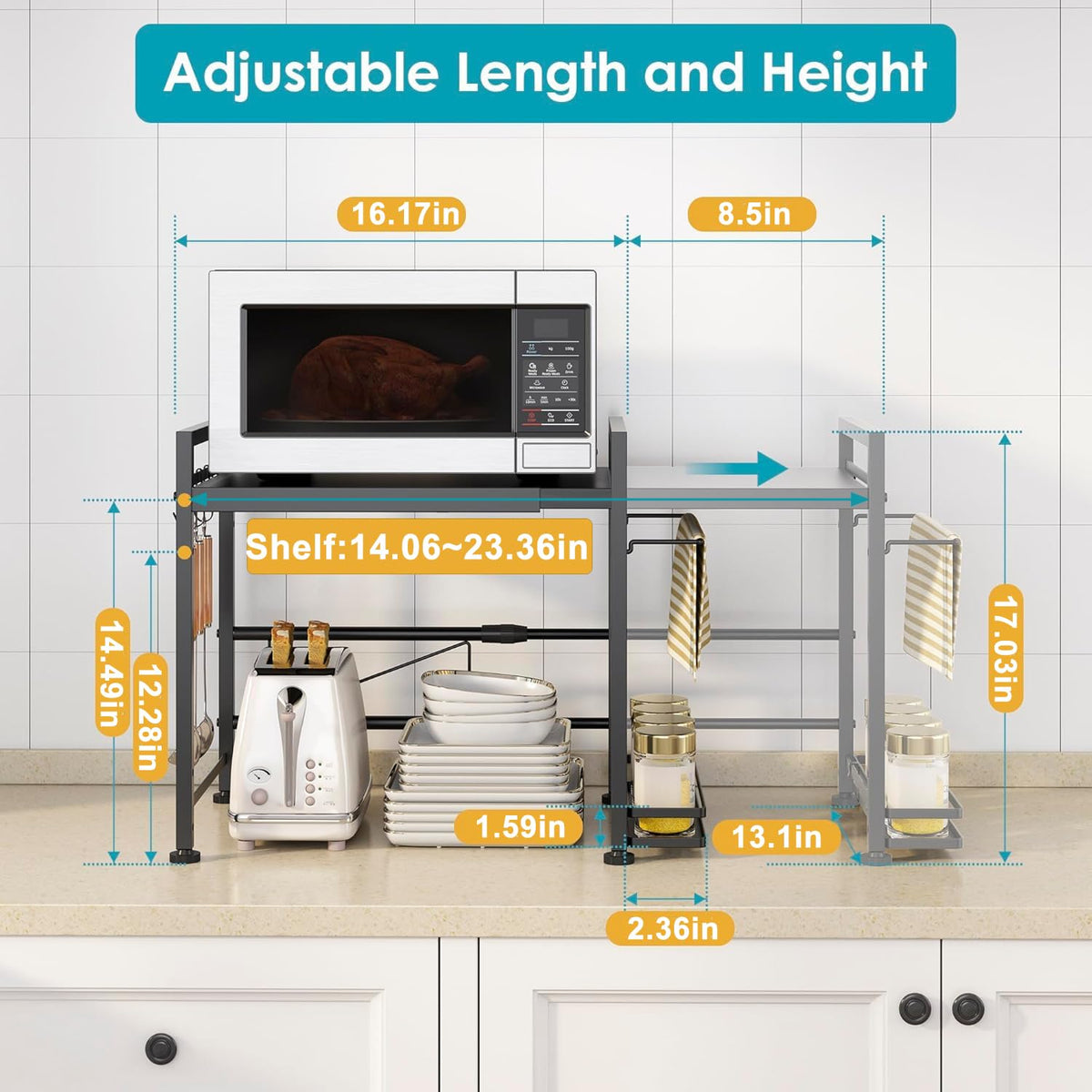 Dolalike carbon steel shelf supports heavy bottles and pots safely.