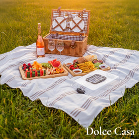 Natural bamboo finish adds warm, sustainable style to any table.
