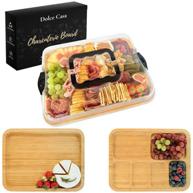 Dolce Casa charcuterie board with lid and handle for easy transport.