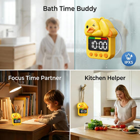 Dolidream yellow duck timer adds playful charm to showers.