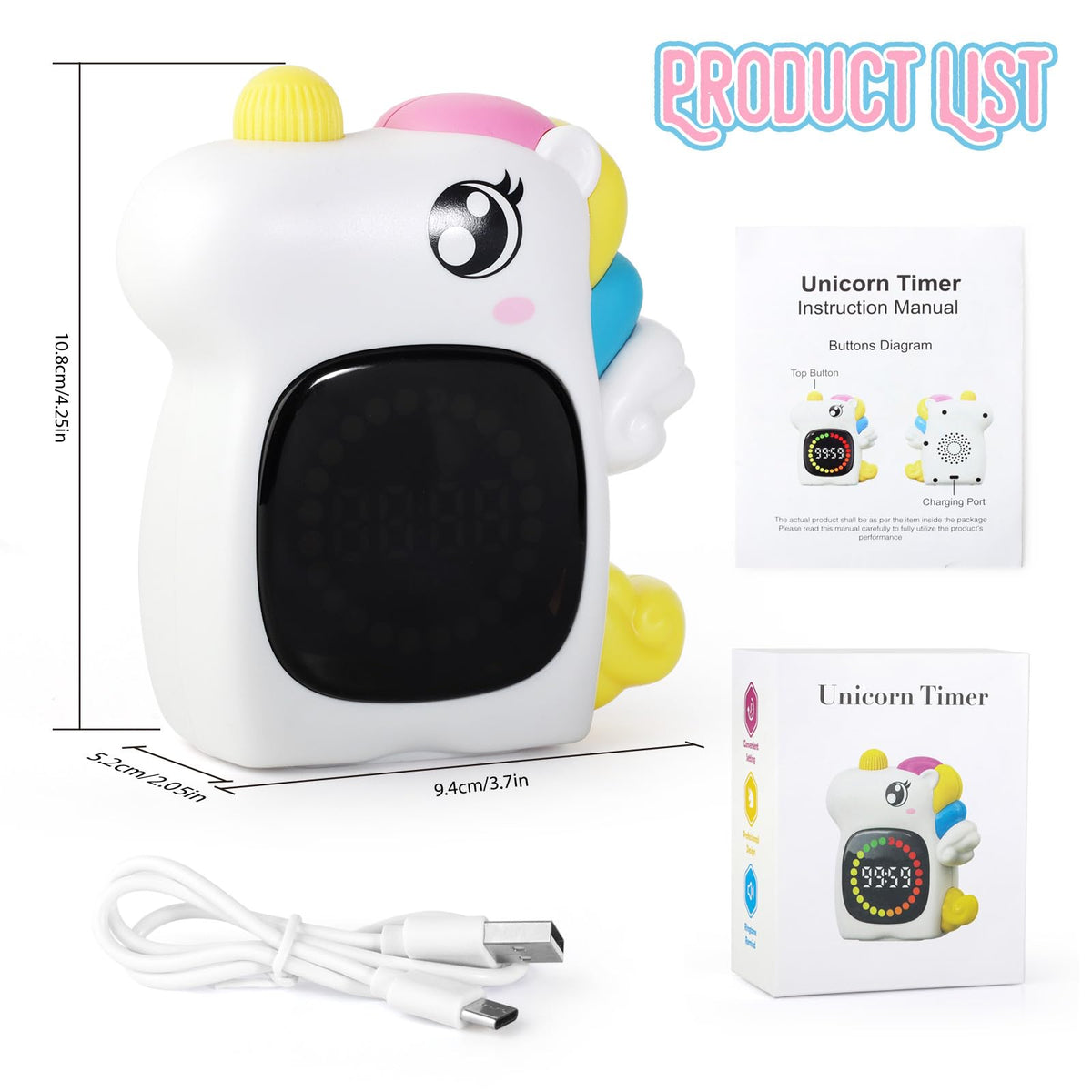 DoliWish visual timer with unicorn design, gift-ready for birthdays or back-to-school.