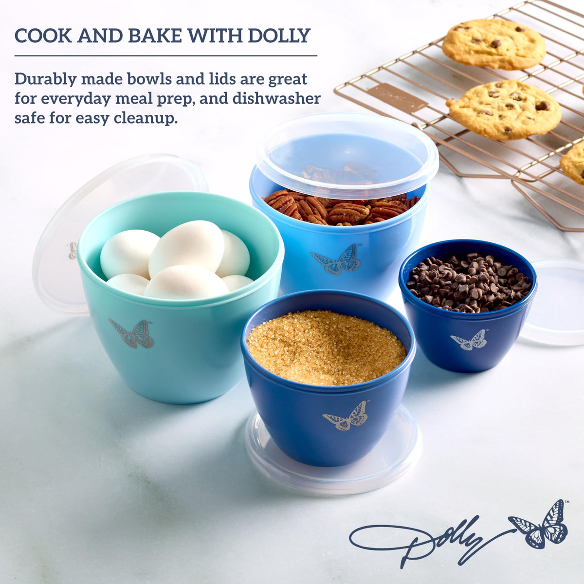 Dolly Parton Prep Bowl 3-cup with butterfly design for marinating and portioning.