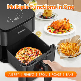 DOMEM 3 Qt air fryer basket nonstick, easy to clean and dishwasher-safe.