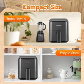 DOMEM 3 Qt air fryer components dishwasher-safe for effortless cleanup.