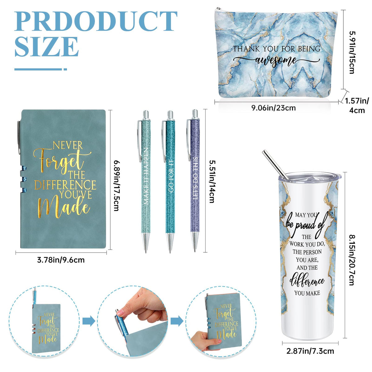 Domensi canvas makeup bag in blue offers sturdy storage for cosmetics on the go.