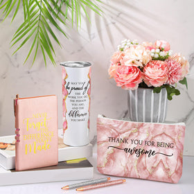 Domensi inspirational canvas bag in pink for desk recognition.
