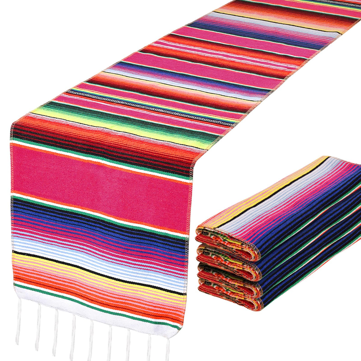 DomeStar Fiesta Runner with vibrant serape stripes on a table.