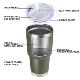 DOMICARE 30 oz tumbler insulated for 8 hours hot or 16 hours cold