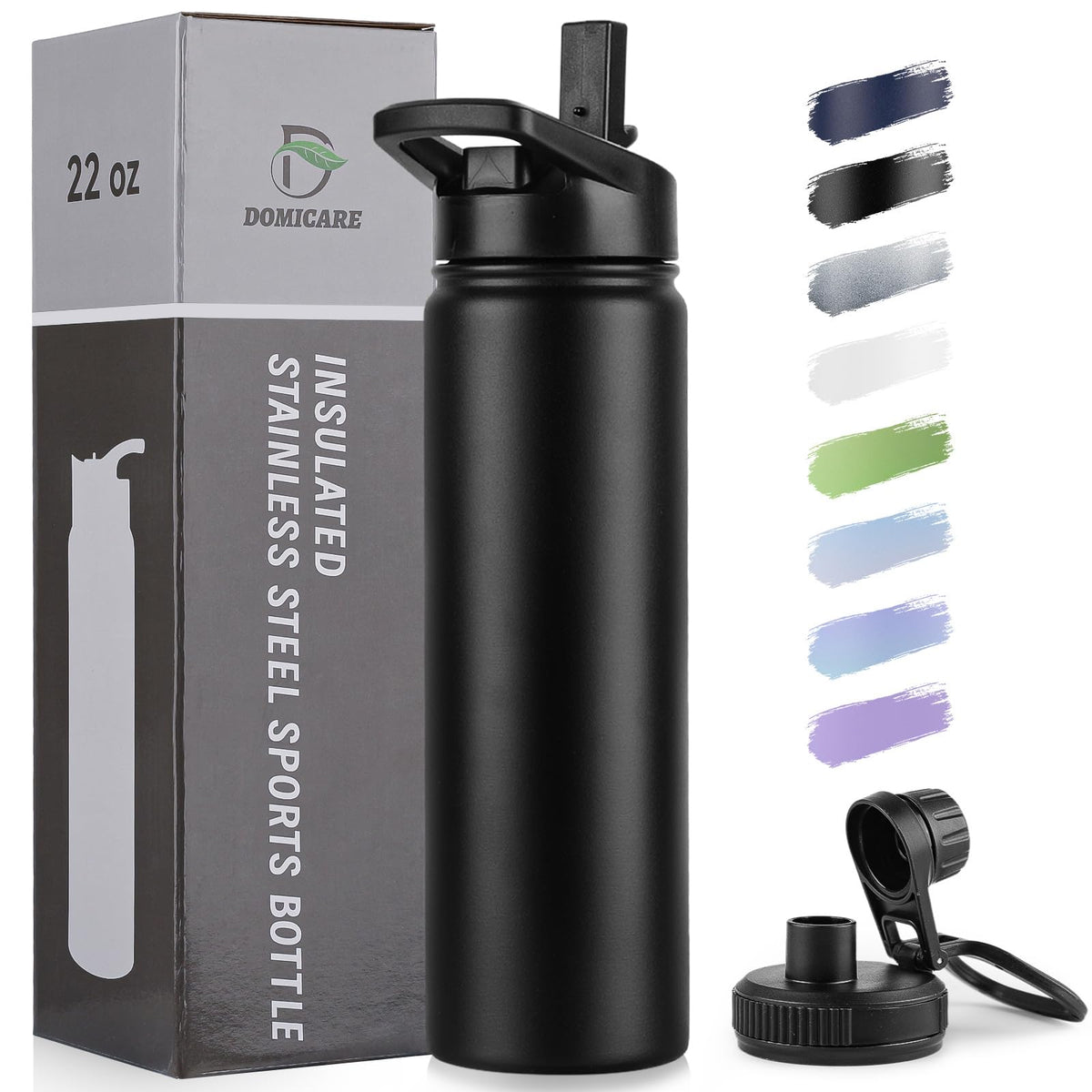 DOMICARE insulated bottle 22oz keeps drinks at optimal temperature on the go