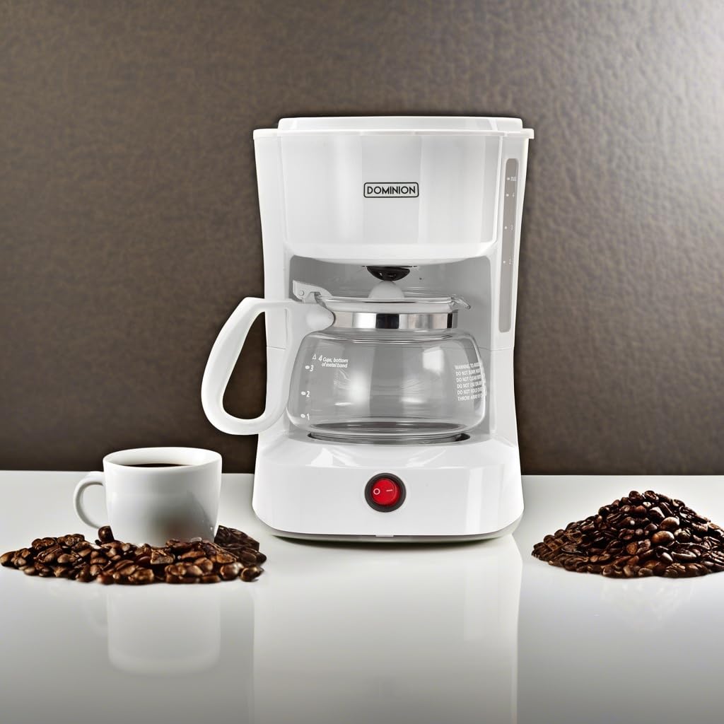 Dominion 4-Cup coffeemaker built-in cord storage reduces countertop clutter