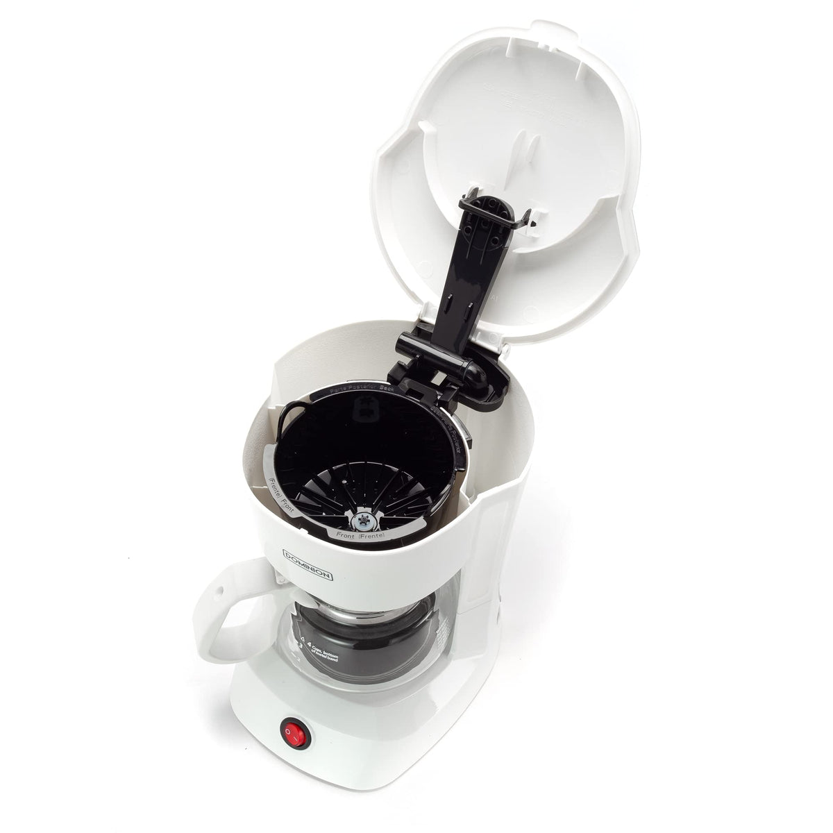 Dominion 4-Cup coffeemaker removable filter basket for quick cleanup