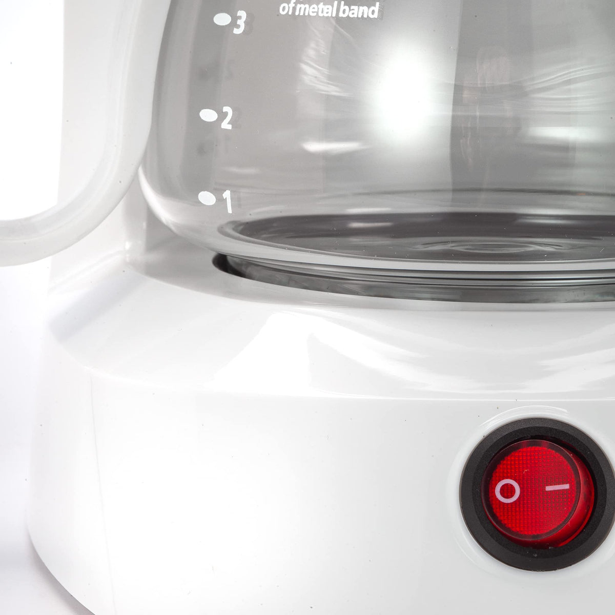 Dominion 4-Cup coffeemaker water window shows precise brew measurements