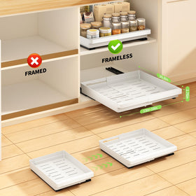 DOMNIU white cabinet storage organizer for pots, pans, and spices