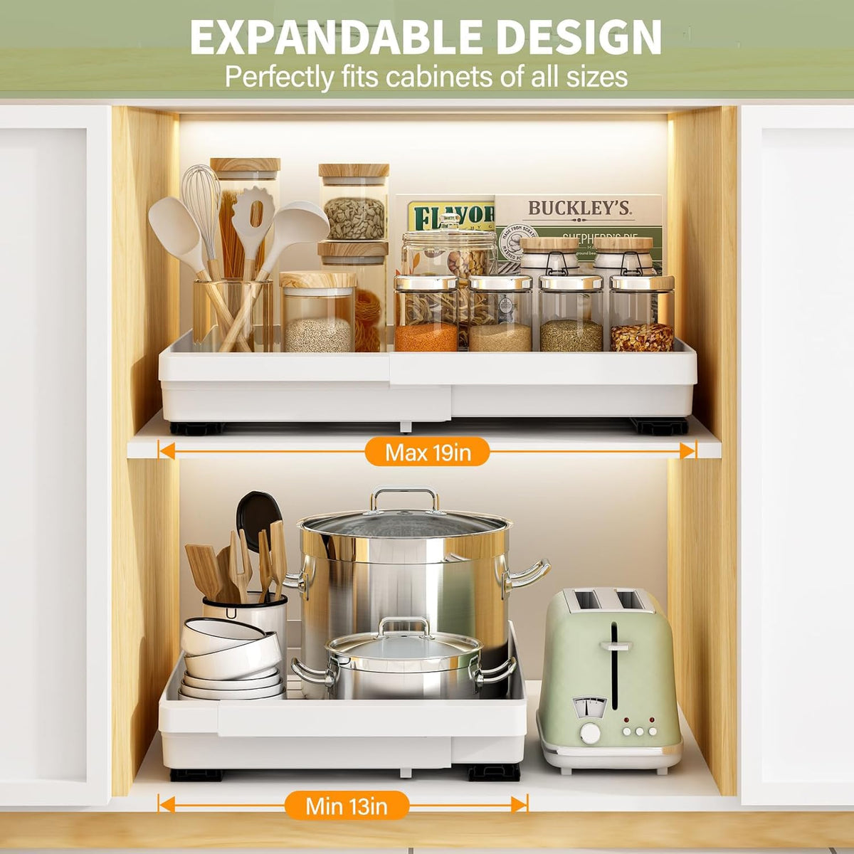 DOMNIU slide-out drawer with adhesive nano film for quick, secure mounting