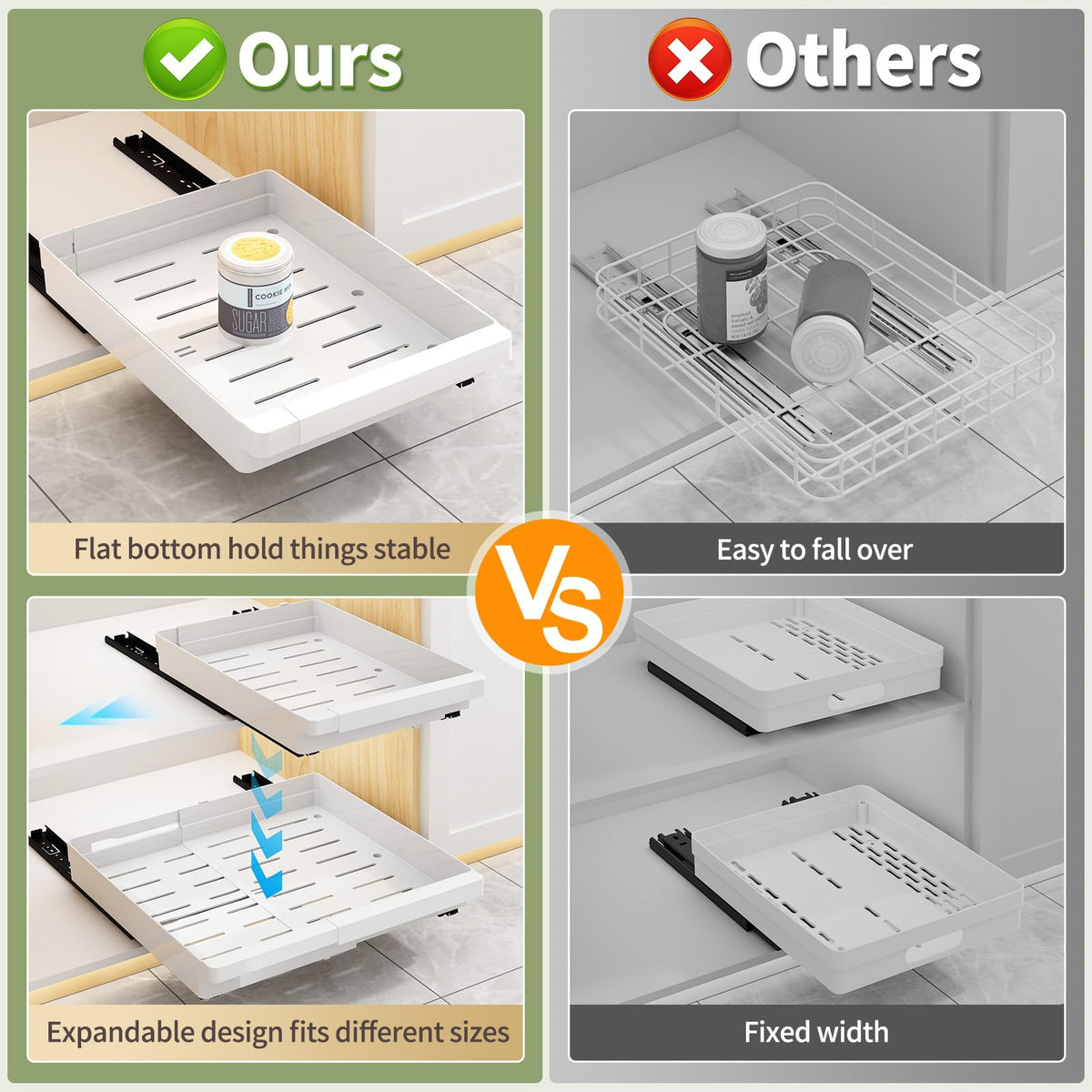 DOMNIU ventilated bottom design keeps cabinet contents dry