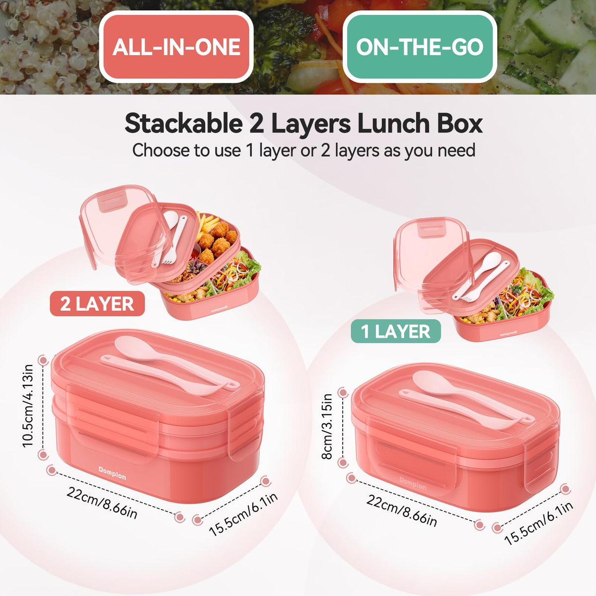 Dompion two-layer design stacks neatly for portable meals