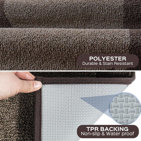 DOMUSTEX absorbent polyester fibers soaking up spills along a hallway.