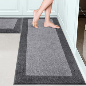DOMUSTEX kitchen rug absorbent keeps spills absorbed for a cleaner floor.
