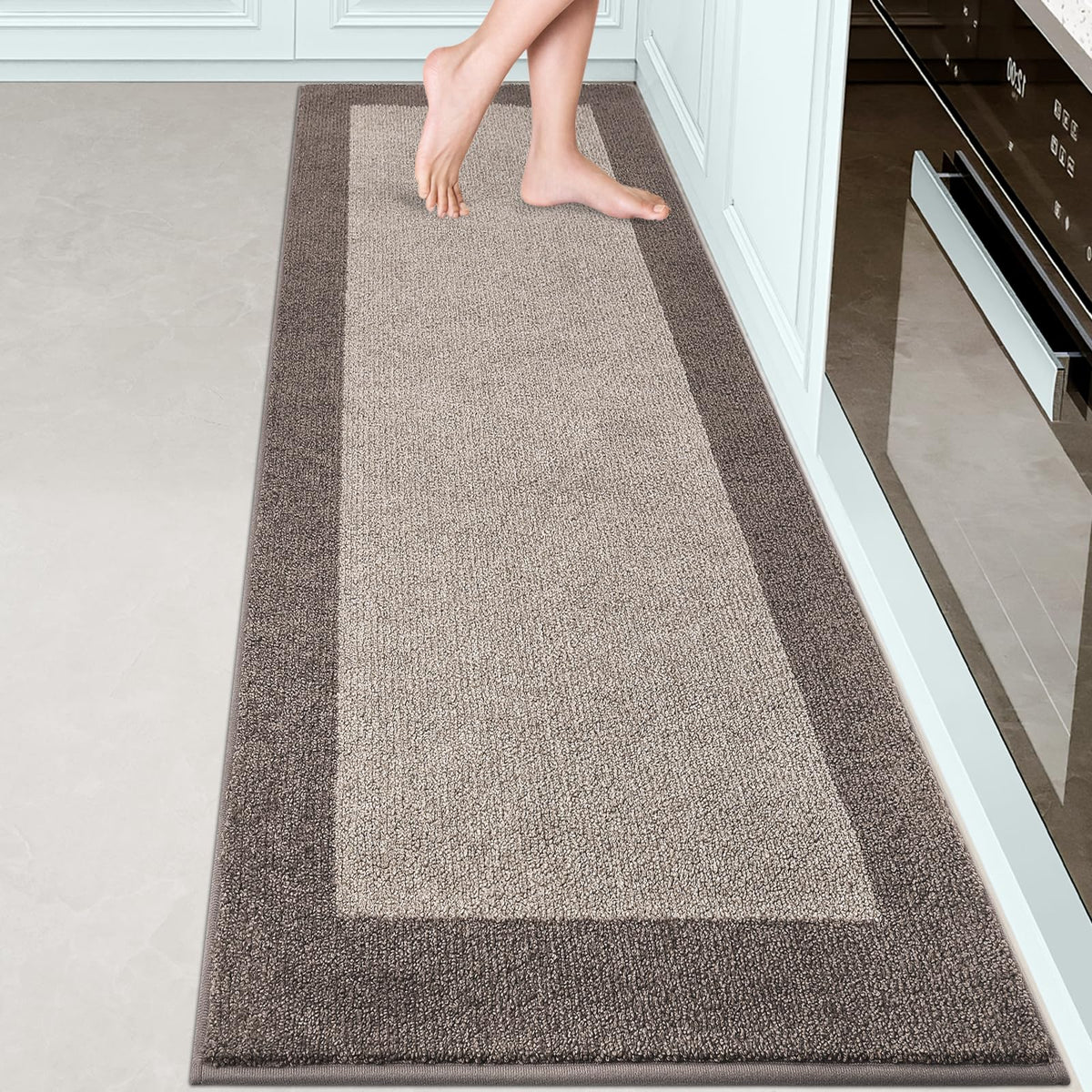 DOMUSTEX machine-washable kitchen rug 24x84 with soft, absorbent fibers for spill-prone areas