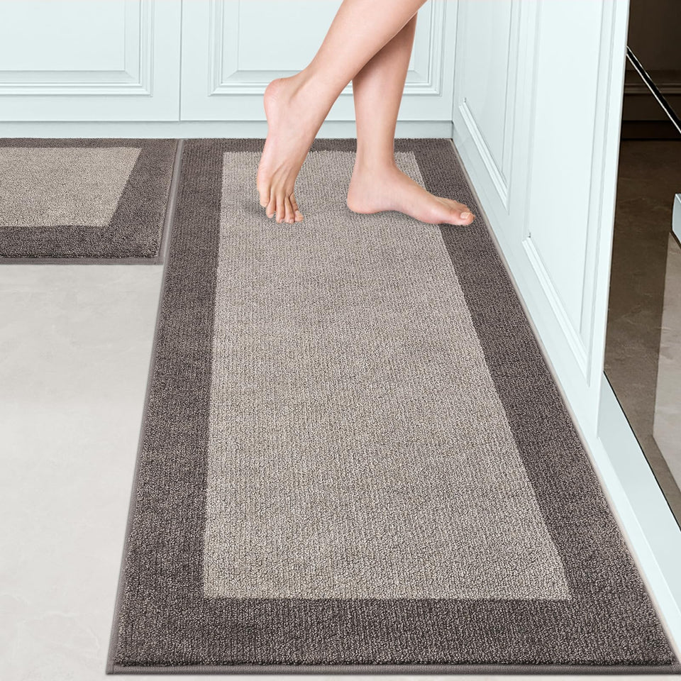 DOMUSTEX machine washable kitchen rug set of 2 for durable, easy-care floors.