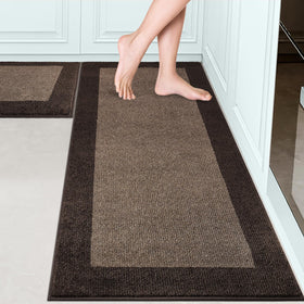 Domustex machine-washable kitchen rugs 2-piece offer soft comfort and durability.