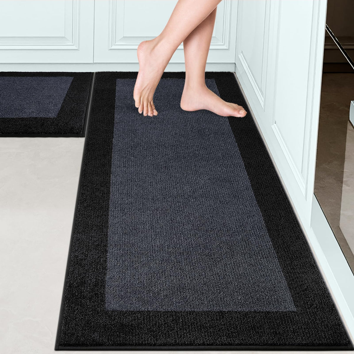 DOMUSTEX main shot of machine washable kitchen rugs showing a clean, durable surface.