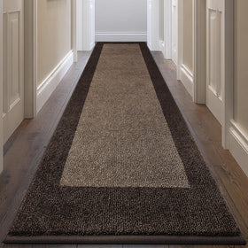 DOMUSTEX machine-washable runner rug in kitchen, easy to clean and absorb spills.