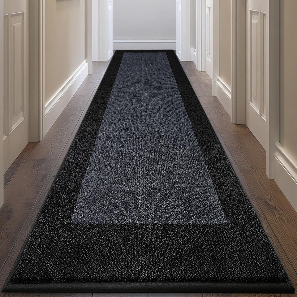 DOMUSTEX machine washable runner rug shows soft plush texture for cozy kitchens.
