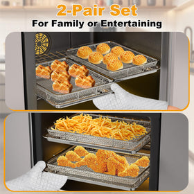 DONGULI air fryer basket easy-clean stainless steel for quick cleanup.