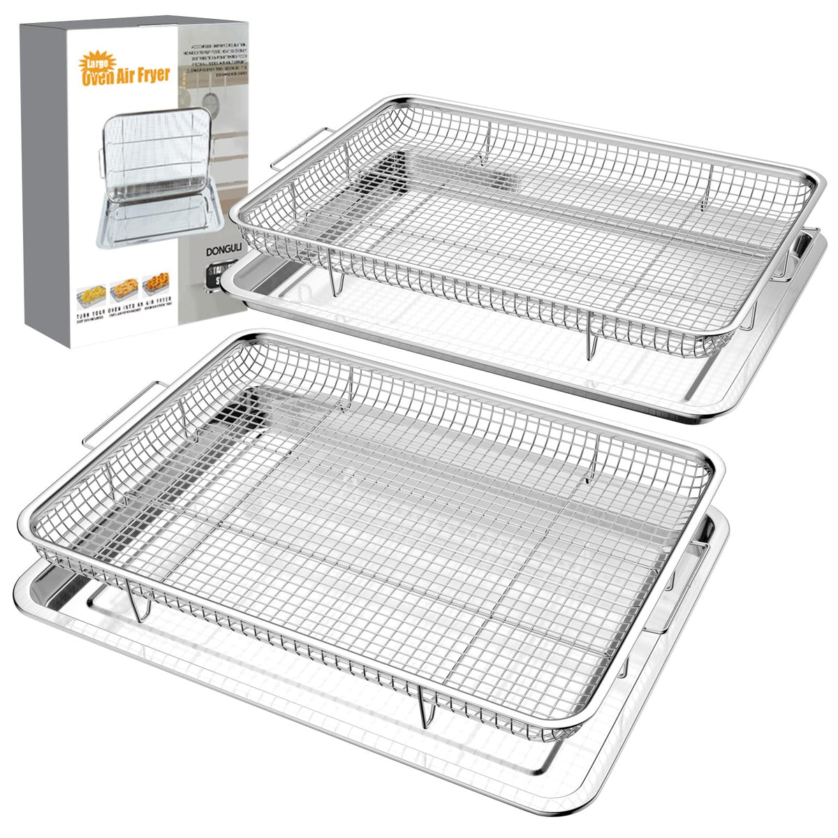 DONGULI air fryer basket-oven large 15.7x11.8 inches for batch cooking.
