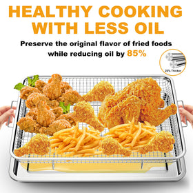 DONGULI air fryer basket-oven with stainless tray for easy cleanup.