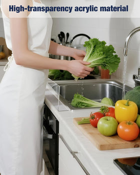 Donkiyana acrylic sink splash guard bathroom-washbasin-use protects against splashes during routines.