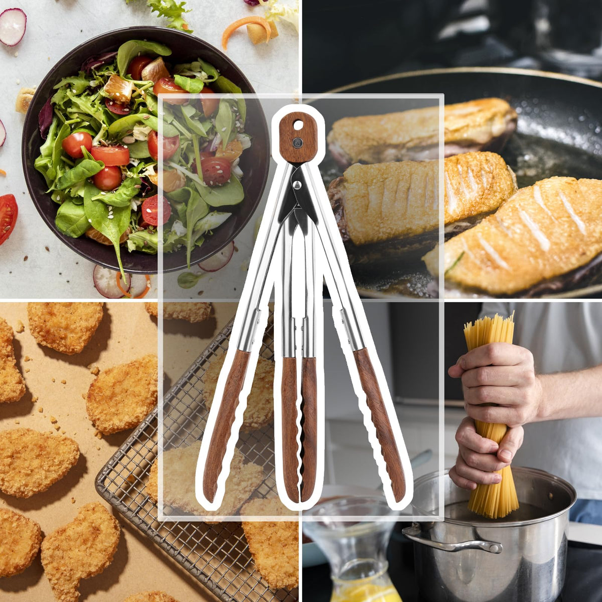 Donxote stainless-steel core tongs with durable spring for smooth operation