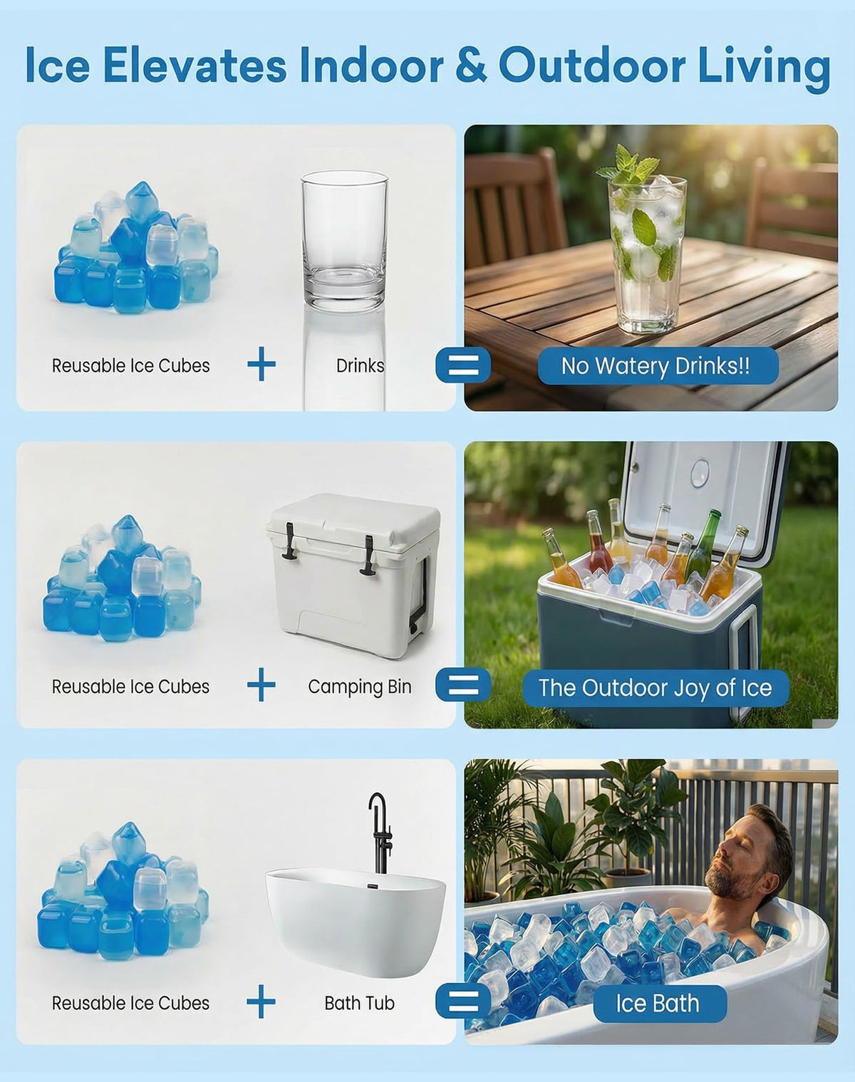 Dooeant ice cubes in cooler for outdoor adventures preserve beverage chill.
