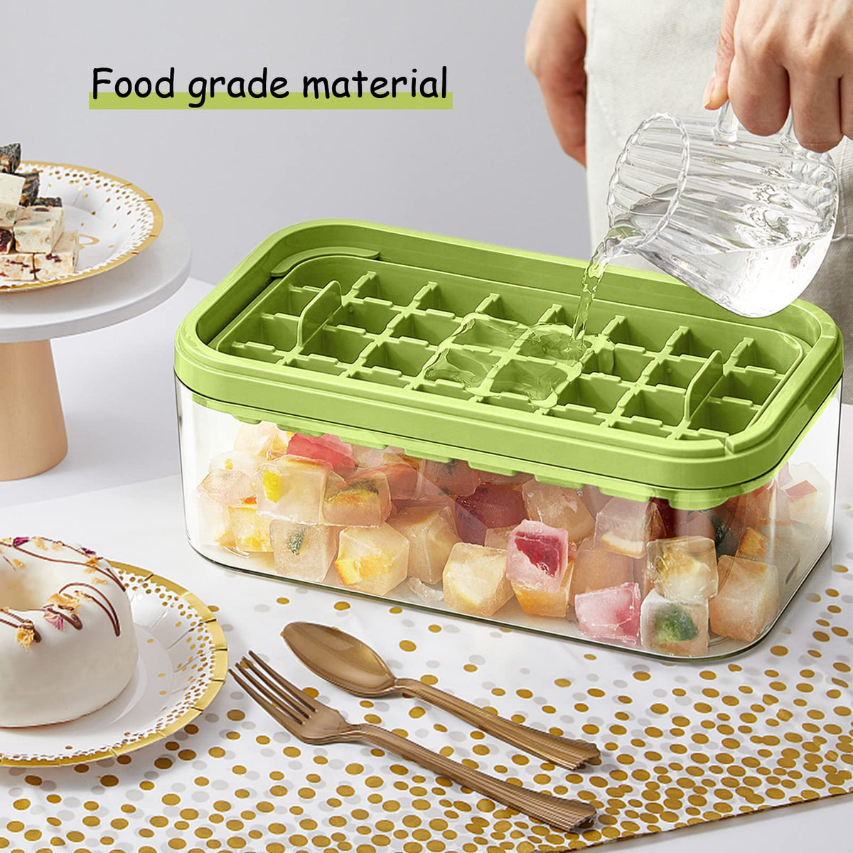 Doonly food-grade ice tray, safe for beverages and snacks.