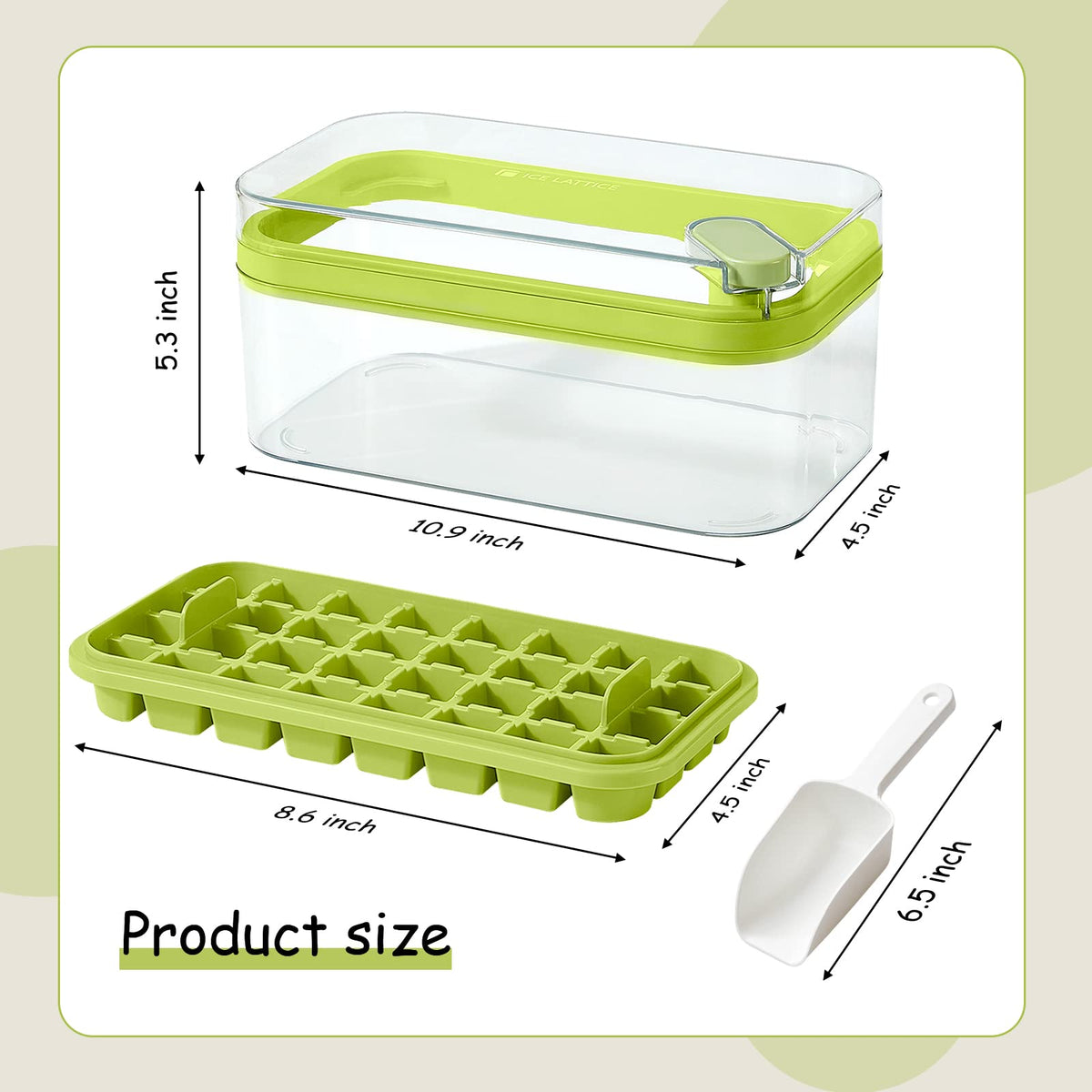 Doonly green ice cube mold with lid, keeps flavors contained.