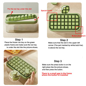 Doonly 64-piece green ice tray, space-saving and freezer-safe.