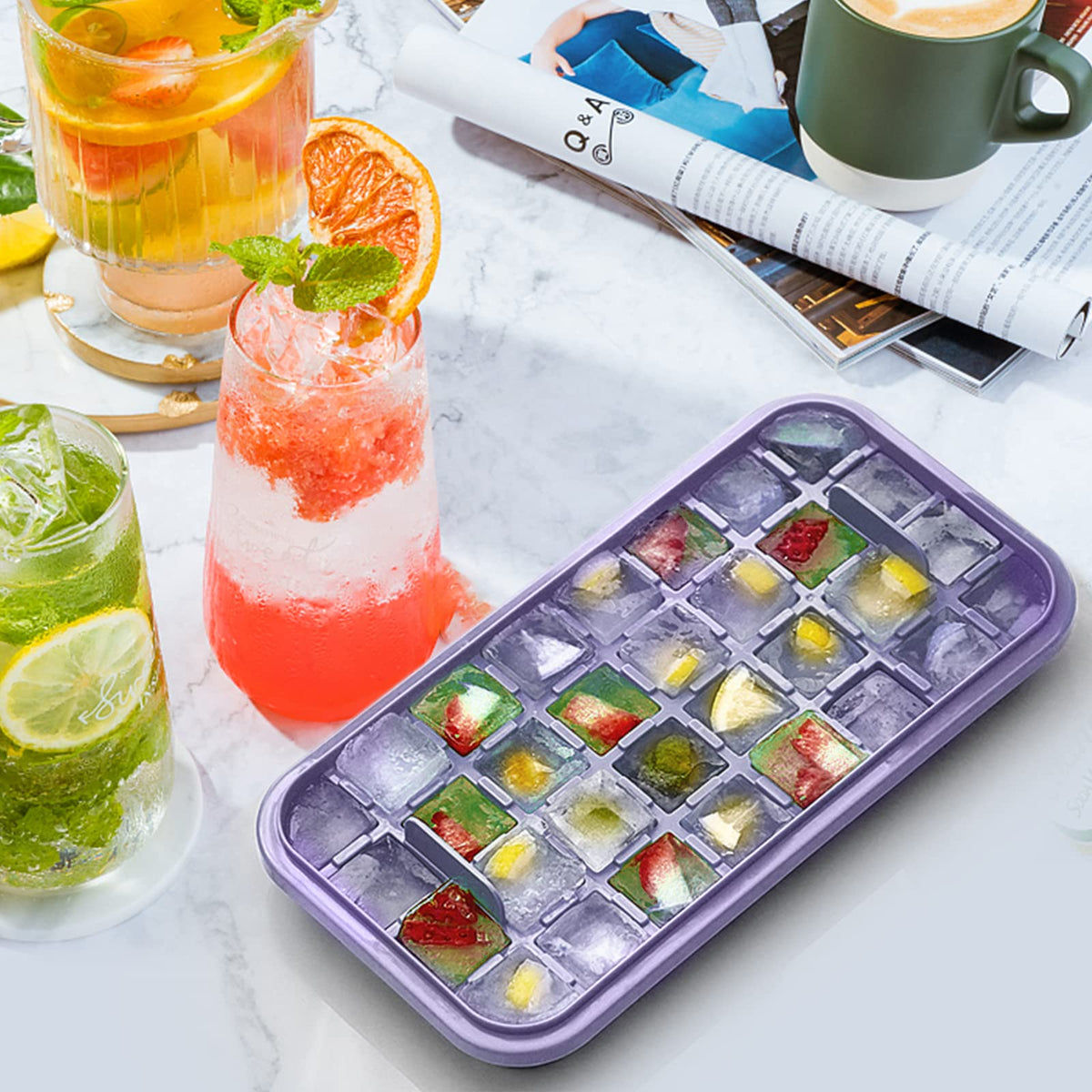 Dooonly two trays, 64 cubes, freezer-friendly organization.
