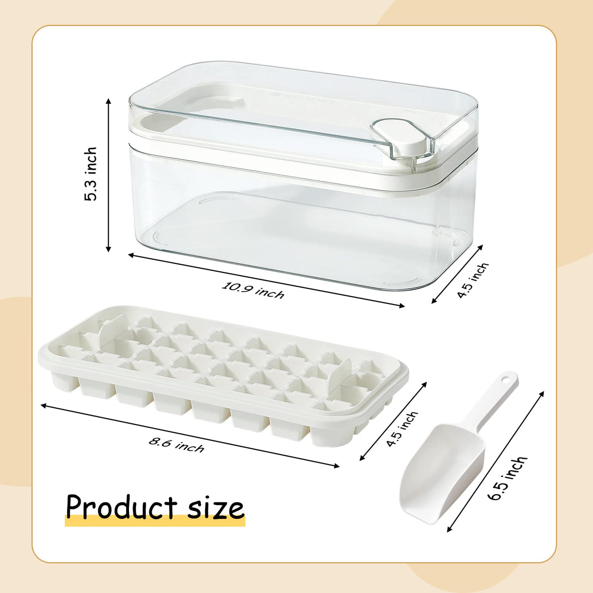 Doonly ice cube tray with lid release button for smooth demolding.