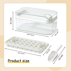 Doonly ice cube tray with lid release button for smooth demolding.